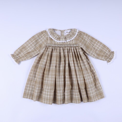 beige-plaid-long-sleeve-smocked-dress-for-baby-g-bb3590